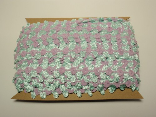 20+ Yards Rococo Floral Florette Rosette Mint & Violet Ribbon Trim