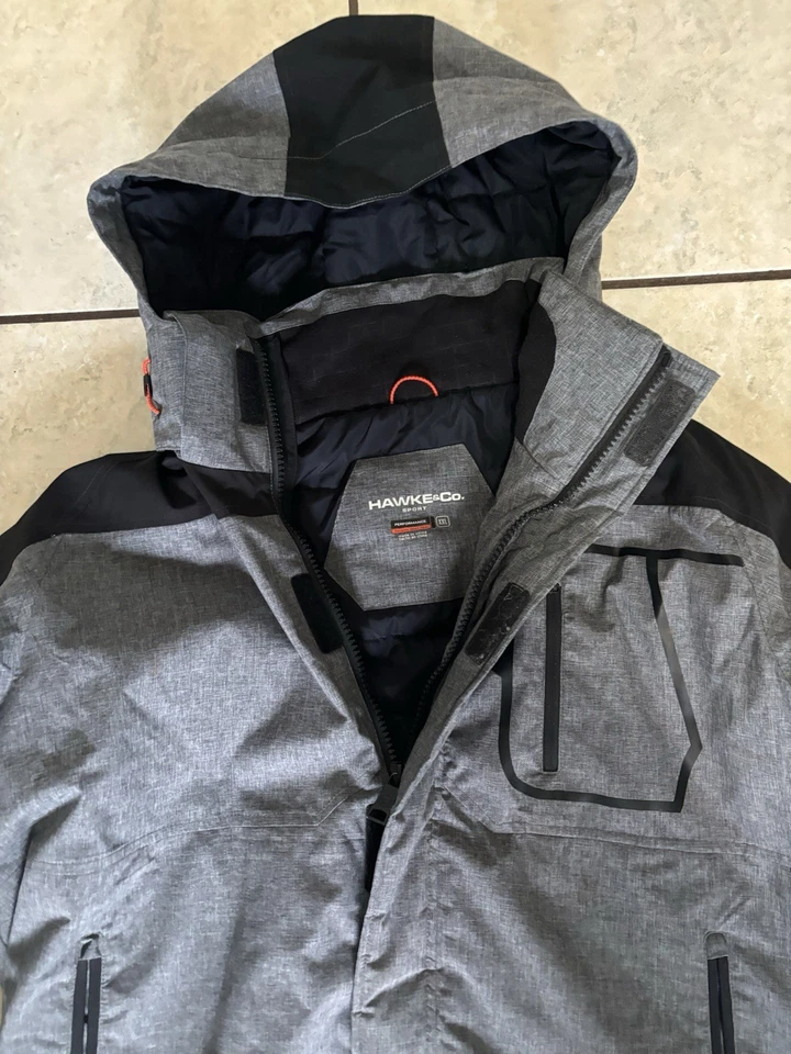 Hawke & Co Sports Performance Jacket Black Grey  Full Zip Mens XXL Hooded - Image 2 of 4