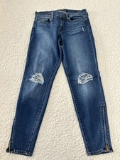Lucky Brand Womens Ava Mid Rise Skinny Distressed Blue Jeans Size 10/30