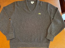 Vintage IZOD Lacoste Knit Sweater Made In USA Gray Sz M 100 Orlon Acrylic