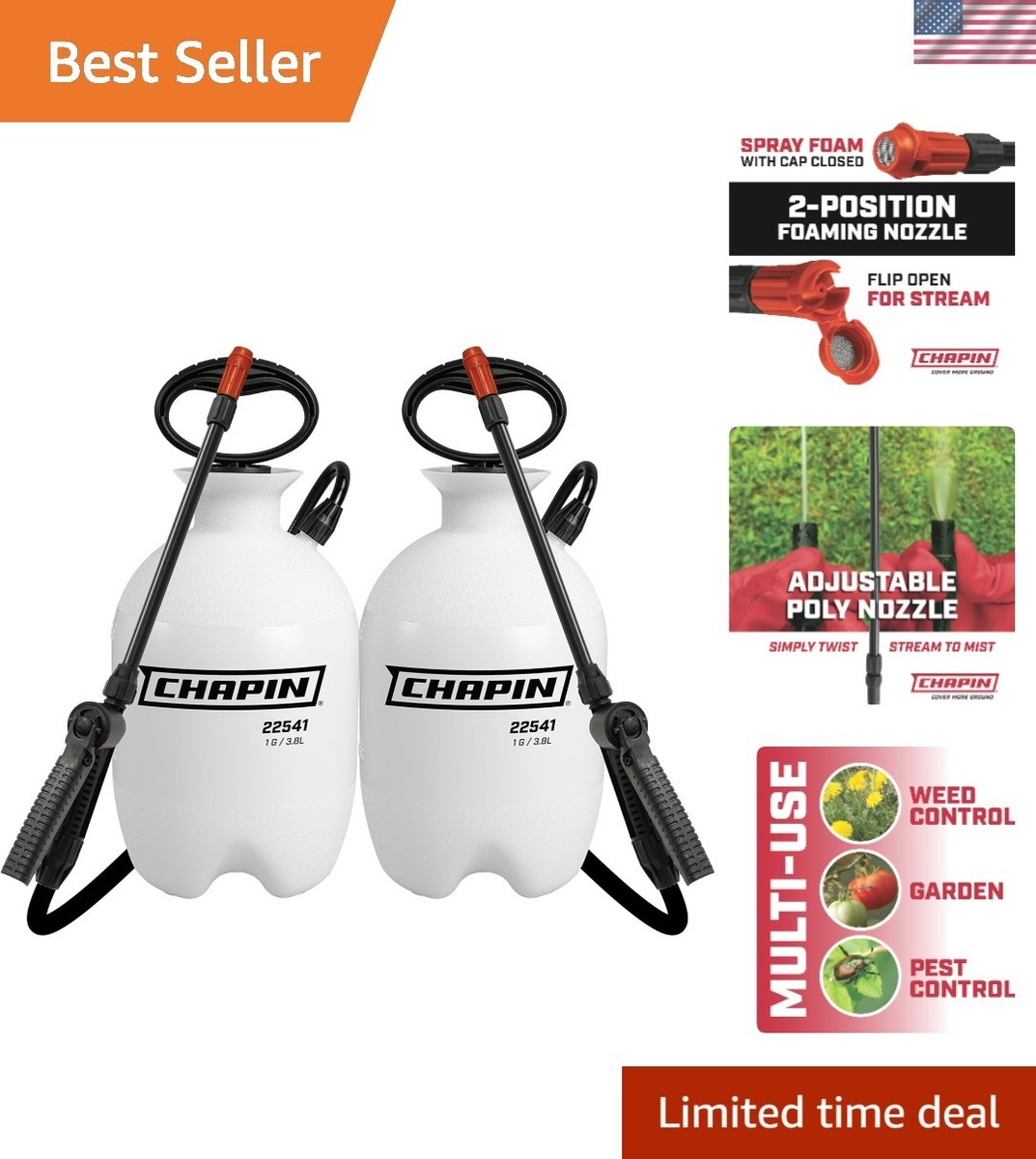 2-Pack 1-Gallon Foaming Pump Sprayer for Lawn & Garden Care