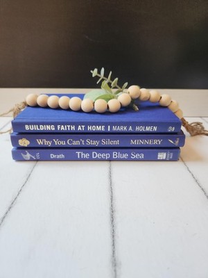 Deep Blue Hardcover Book Stack: Vintage Modern Color Coded Decor