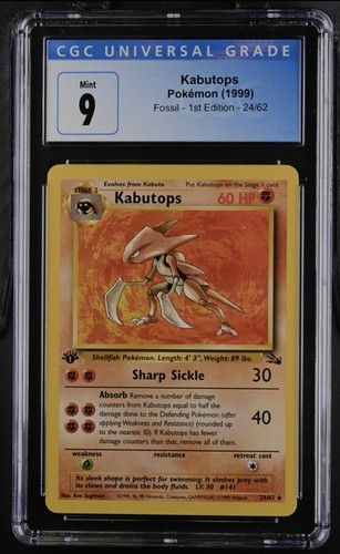 Kabutops (1st Edition) graded CGC 9 for sale on eBay