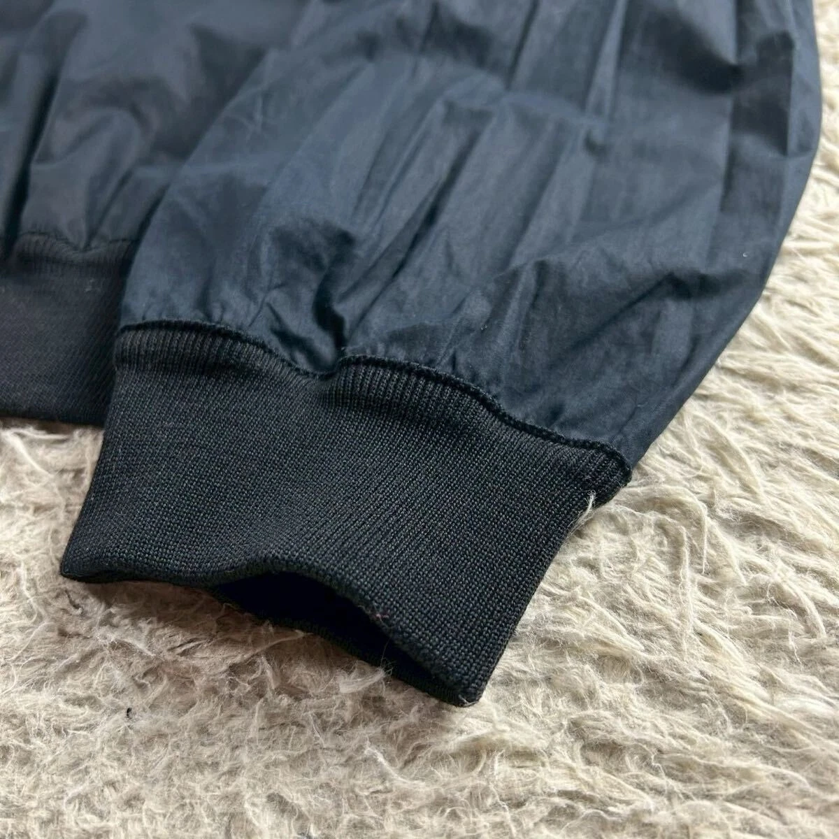 Ermenegildo Zegna Navy Leather-Trim Zip Blouson Jacket 50 Lightweight Italy - product detail image 6