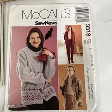 McCall’s 3318 Jacket Size 14,16,18 CUT Sewing Pattern 2001 - JACKET ONLY