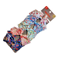 5 Pack Colorful Floral Hair Bows Grosgrain Ribbon Clips Vintage Inspired