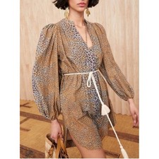 NWT Ulla Johnson Rust, Aqua and Tan Leopard-Print Dress