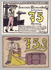 Deutsches Reich Blumenthal Notgeld 75 Pfennig 1921 vzgl-unz.