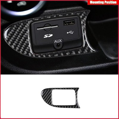 Carbon Fiber Interior USB/AUX Input Panel Cover Trim For Fiat 500L 2014-2017