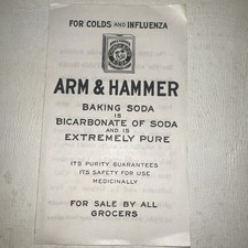 Vintage Arm & Hammer Baking Soda One Piece Brochure For Colds and Influenza