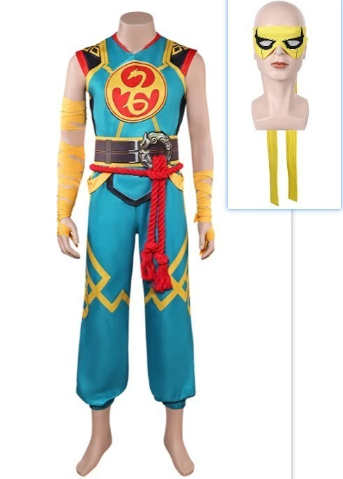 Fantasia Cosplay Punho de Ferro Tops Calças Halloween Vestido Extravagante + Máscara para Olhos Venda para Olhos EUA - Imagem 3 de 4