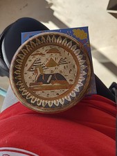 Vintage Egyptian Hieroglyphs Copper Plate Decor 5-1/2" Diameter