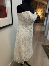 Strapless Ivory Lace High/ Low  Tea Length  Dress Galina David’s Bridal Sz 12
