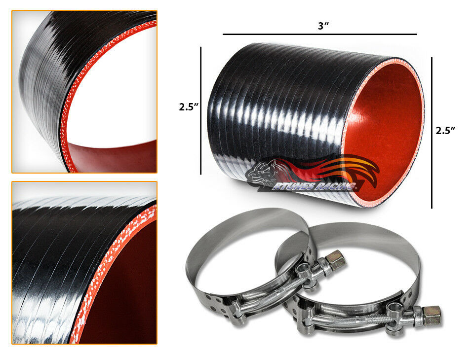 BLACK Silicone Coupler Hose 2.5