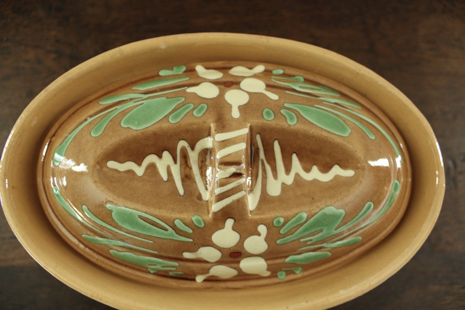 2 FRENCH VINTAGE SOUFFLENHEIM POTTERY TERRINE ~ALSACE  OVAL CASSEROLE  DISH LID