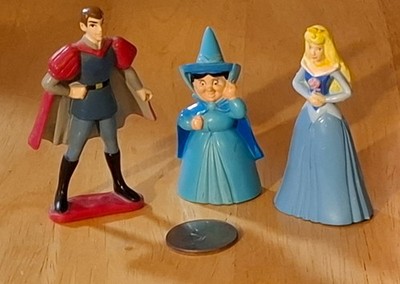 Vintage 1992 Mattel Disney Sleeping Beauty Theme PVC Toys Selling 3 Figurines