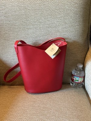 IL Bisonte Leather Crossbody  Bucket bag- Cherry Red