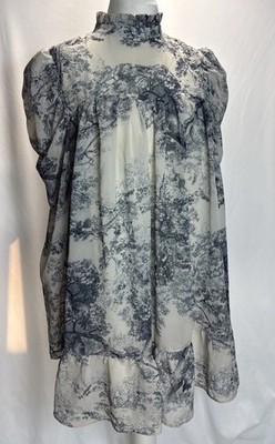 In The Style blau/weiß fließend Blumen Hängerchen Kleid Größe 10 blau/elfenbein