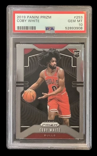 2019 panini prizm #253 coby white rc; chicago bulls rookie PSA 10  (GEM)
