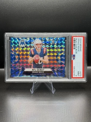 2024 Panini Mosaic Drake Maye Blue Reactive NFL Debut PSA 9