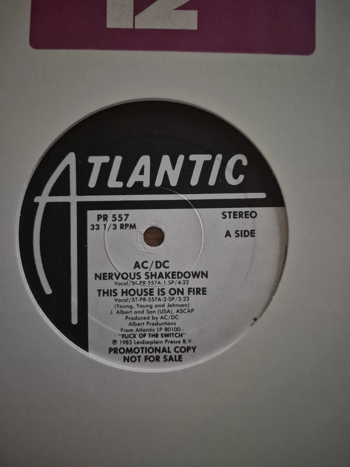 AC/DC Nervous Shakedown 12" Single Promo Sampler Stereo US 1983 Vinyl Record  - Image 4 of 4