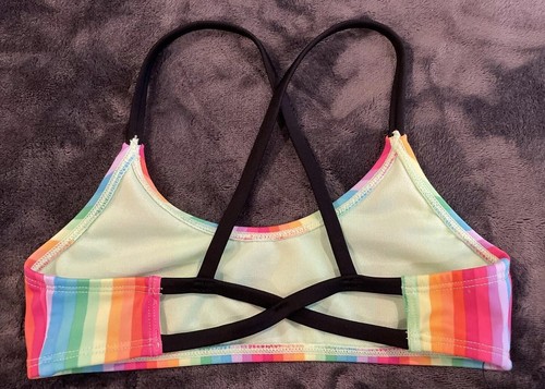 Art Class Striped Top Black Bottom Bikini Two-Piece Swimsuit Girls S 6-7 NWT NEW - Picture 9 of 17