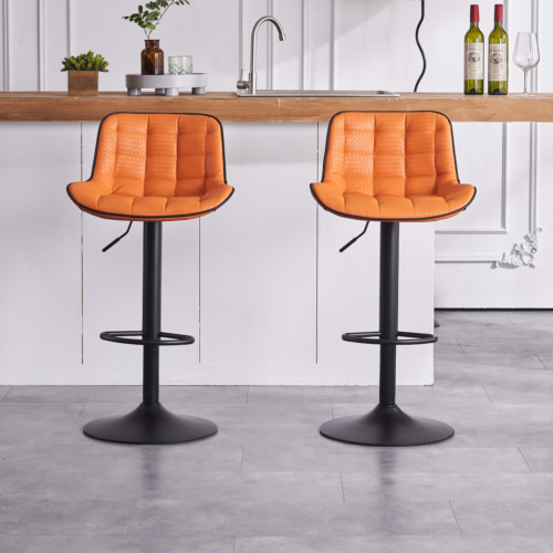 YOUNIKE Bar Stools Set of 2 With Back Swivel Barstools Leather Counter Stools - Picture 1 of 13