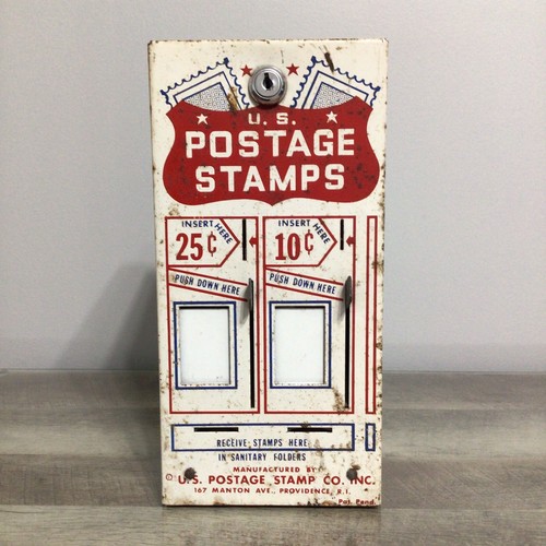 US Mail Postage Stamps Vending Machine Dispenser 25/10 Cent ~ NO KEY ~ As is