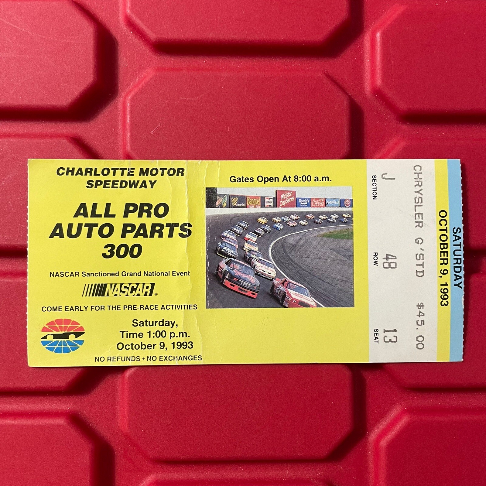 300 Charlotte Motor Speedway Ticket Stub Vintage October 1993