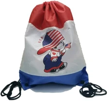 USA America Flag drawstring backpack tote bag cinch sack Handbag Soccer Gym