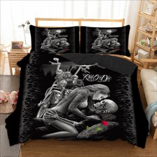 3D Gothic Skull Duvet Quilt Cover Bedding Set Pillow Cases Single Double King