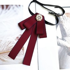 Lady Bow Tie Necktie Faux Pearl Adjustable Business Professional Elegant Vintage