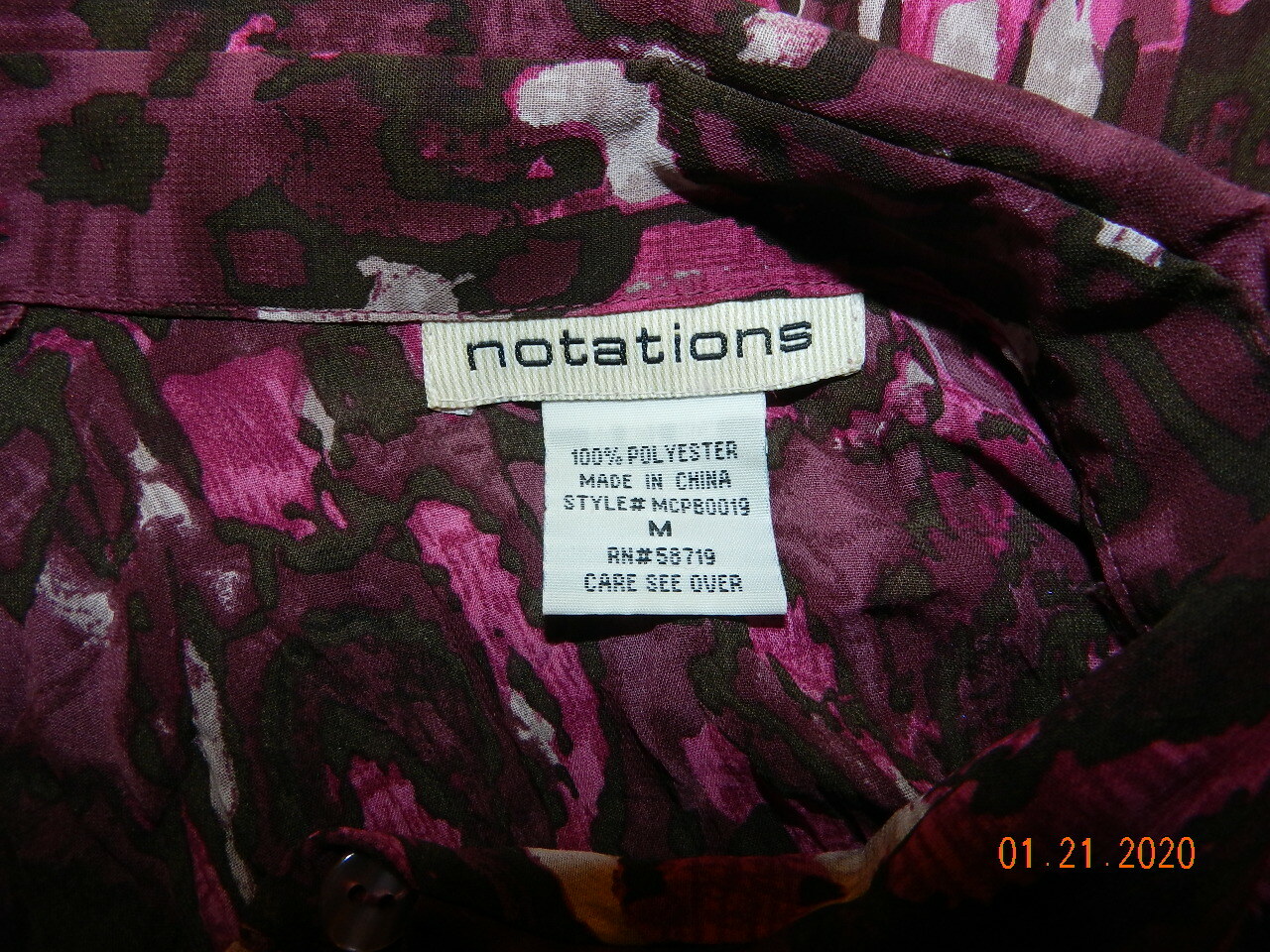 Notations M medium Long sleeve button down burgun… - image 4