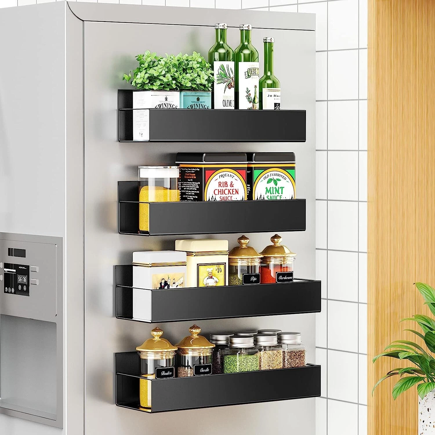 Magnetic Spice Rack for Refrigerator with Paper Towel Holder (**BUNDLE 6 pack**)
