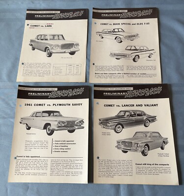 Four 1961 Salesmen Newsflash Pages Comet VS Various Competitor's Models