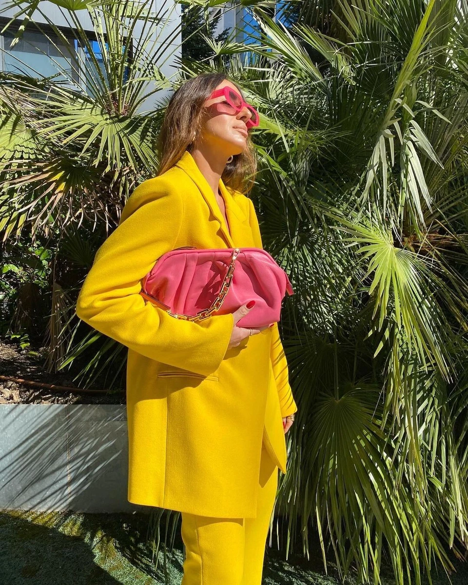 Zara yellow clearance double breasted blazer