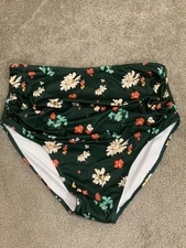 Summer Mae Side Ruched Bikini Tankini Bottom Women’s Size XL Tummy Control Green