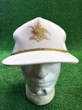 Rare White NOS Anheuser-Busch Eagle Gold Flat Bill SnapBack Hat Cap Fast Ship