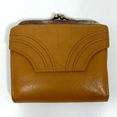PRINCESS GARDNER Cognac Leather Cowhide Wallet Coin Purse