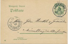BAYERN ORTSSTEMPEL AUGSBURG 1 K1 1903 5 Pf Rauten GA