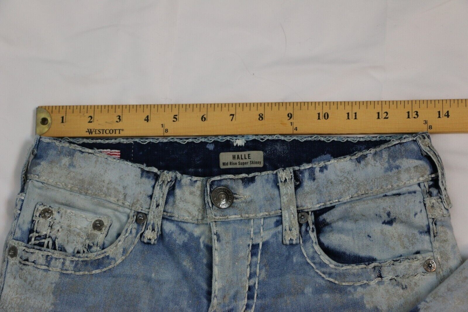 True Religion Womens Denim Halle Acid Bleach Camo Vintage Jeans Made in USA 26 thumbnail 6