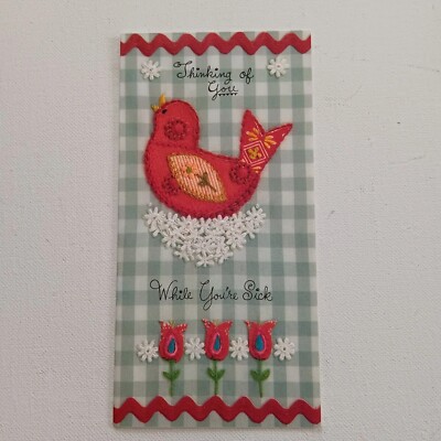 Unused Vintage Get Well  Greeting Card & Envelope ~ Cute Bird 