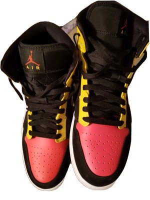 Nike Air Jordan 1 Mid SE Yellow Black Orange Men's Sneakers Size 9 | eBay
