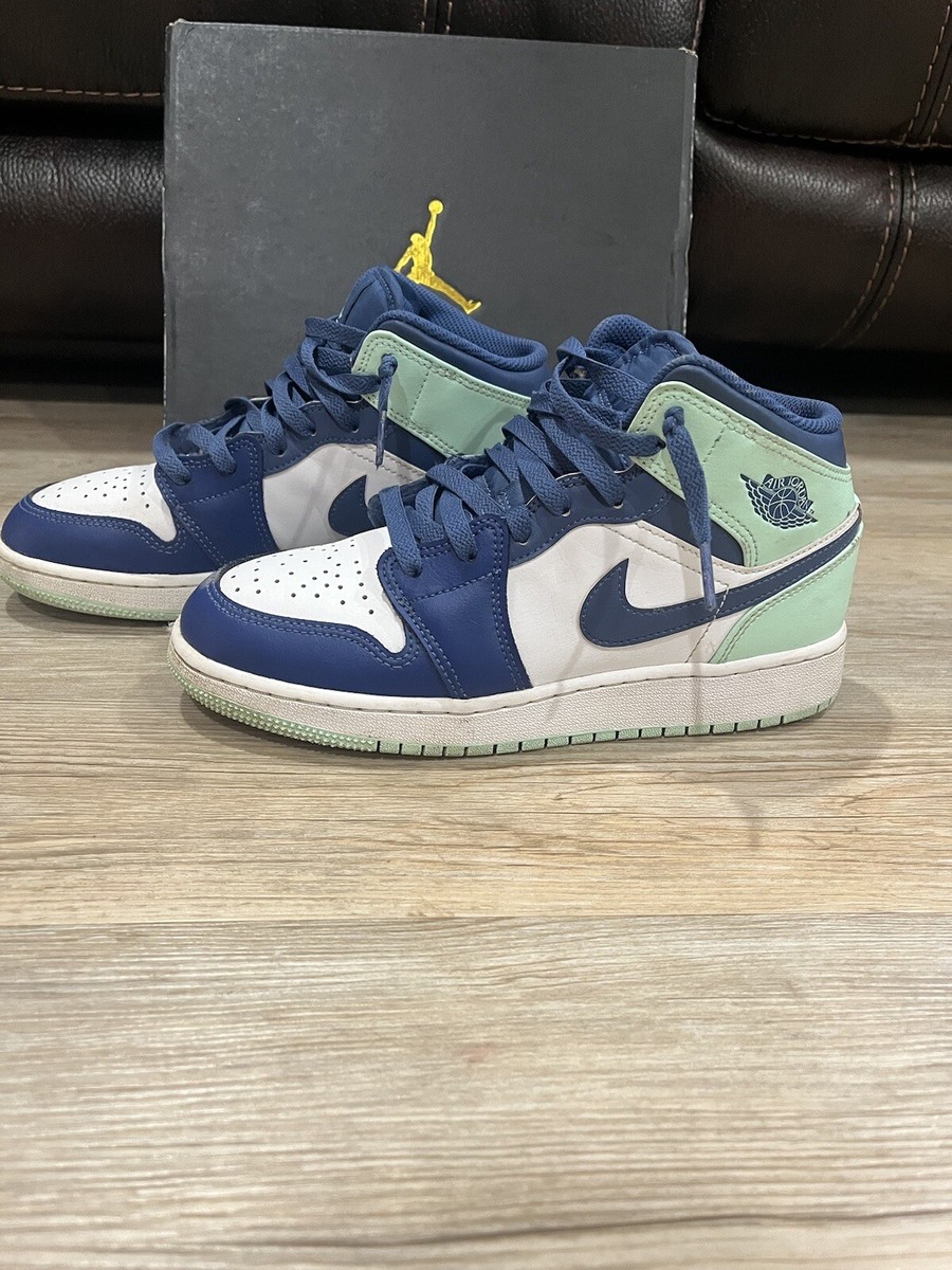 Size 5 - Jordan 1 Mid Blue Mint 2022 | eBay