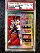 Patrick Mahomes 2018 Contenders DP Building Blocks #79 /15 PSA 8 NM/MT =GRD500=