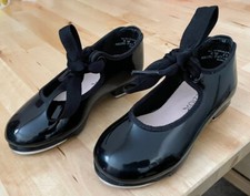 Capezio Girls Tap Shoes Black Patent Leather Size 9 W 9W Kids Youth Child EUC