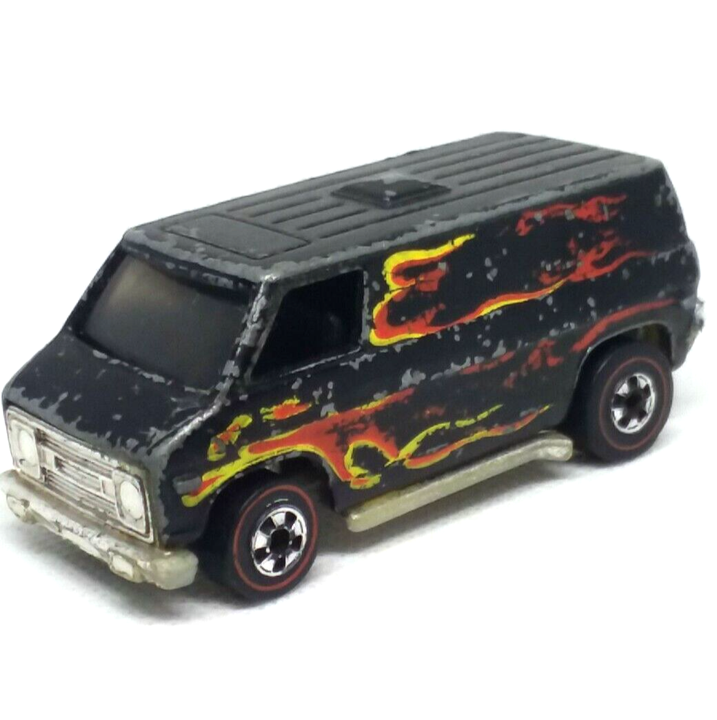 Hot Wheels Redline Chevy Super Van 1974 Black With Flames Made in