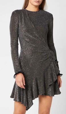 Philosophy Lorenzo Serafini Sparkle Ruffle Asymmetric Dress Glitter Black  IT40 S | eBay