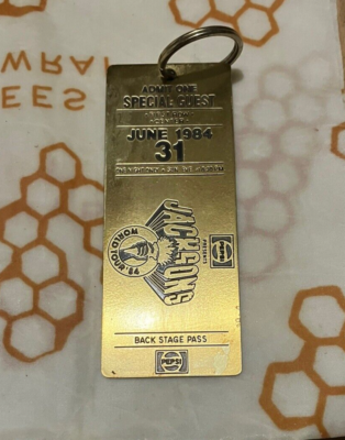Vintage Brass Keychain Jackson 5 80's World Tour Back Stage Pass