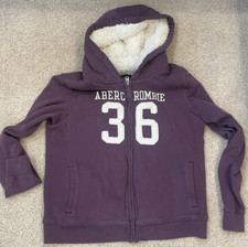 Y2K Abercrombie  Fitch Medium Hoodie Sweatshirt Fur Lined Spell out Vintage